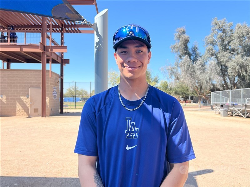 圖為美國職業棒球洛杉磯道奇隊體系野手柯敬賢。（中央社檔案照片）