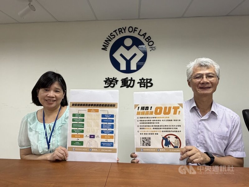 勞動部大修職業安全衛生法並增訂職場霸凌防治專章，相關法規預計7月上路，勞動部21日預告職場霸凌防治準則草案，明定職場霸凌認定原則及審酌因素、雇主應盡防治措施及有效適當處置等。中央社記者吳欣紜攝　115年4月21日