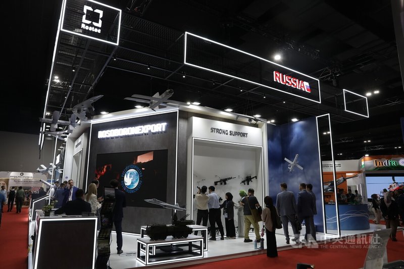 2026年馬來西亞亞洲防務展暨亞洲國家安全展登場，今年共有來自63國的1456家軍工業者參展，其中兩年前缺席的俄羅斯恢復參展。圖為展場的俄羅斯國家場館。中央社記者黃自強吉隆坡攝　115年4月21日