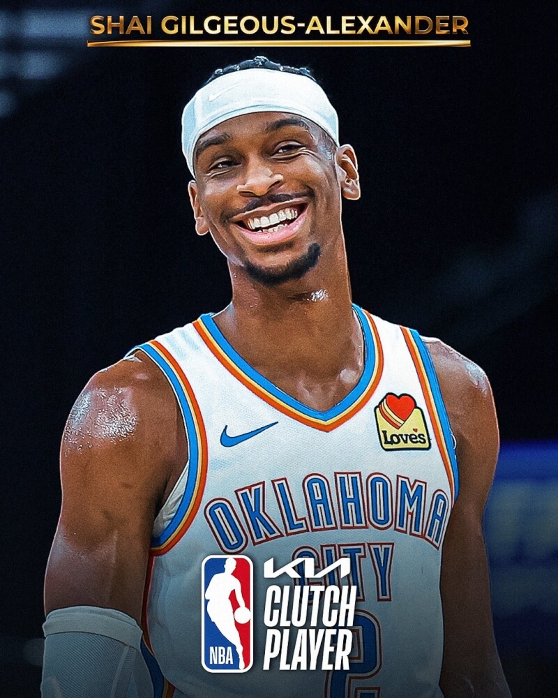 美國職籃NBA奧克拉荷馬雷霆的亞歷山大獲選年度關鍵球員。（圖取自x.com/NBA）