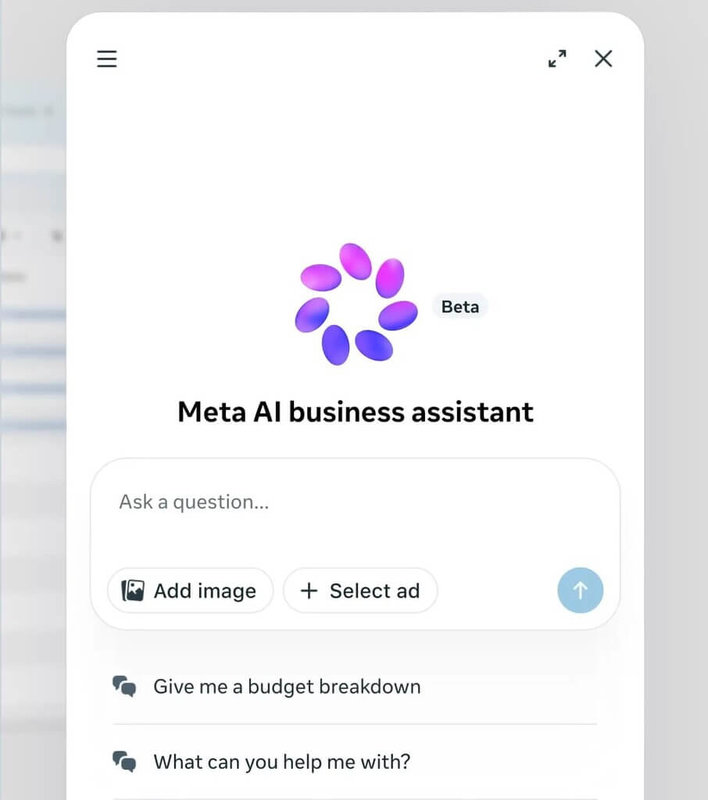 Meta於23日宣布，旗下對話式AI分析工具「Meta AI商家助理」在台灣開放測試，於廣告管理介面導入AI輔助，可生成數據分析報告並提供客製化策略，協助品牌做出更精準的行銷決策。（Meta提供）中央社記者吳家豪傳真　115年4月23日