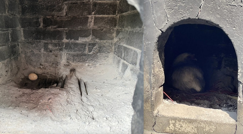 苗栗縣銅鑼鄉民代表徐裕逢指出，銅鑼中平村10鄰土地公廟數月來不時莫名出現雞蛋，直到日前看見附近民眾飼養的母雞正在土地公廟金爐內孵蛋，謎團這才解開。（徐裕逢提供）中央社記者管瑞平傳真　115年4月24日