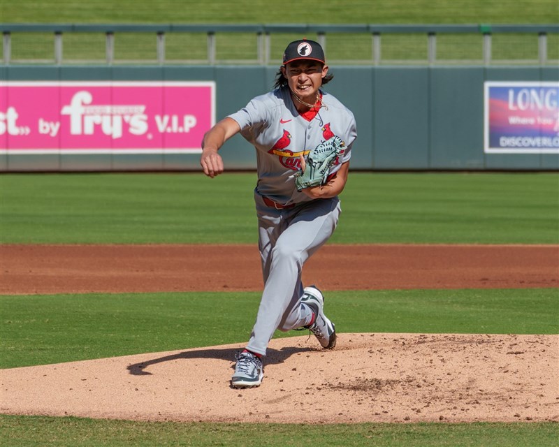 美國職業棒球小聯盟（MiLB）聖路易紅雀隊2A投手林振瑋25日後援登板，投4局飆6K無失分、奪個人2A生涯首勝。（Arizona Fall League提供）