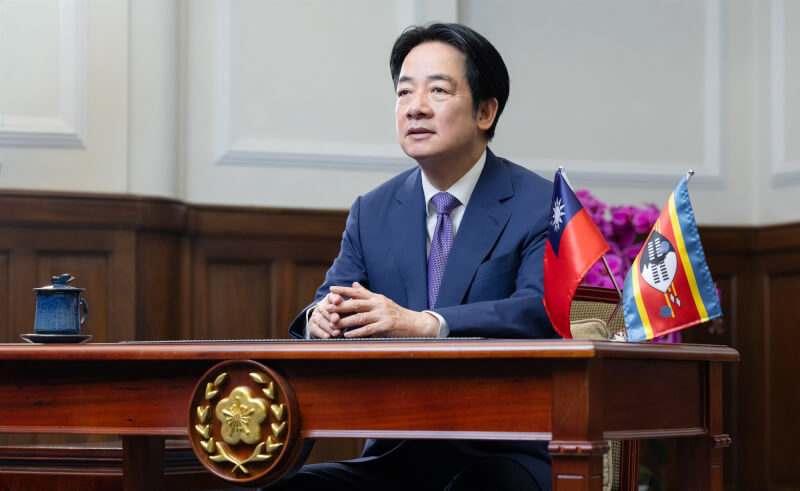 總統賴清德26日為友邦史瓦帝尼在國際會議中心舉辦的重要外賓晚宴錄製致詞影片。（總統府提供）中央社記者葉素萍傳真 115年4月26日