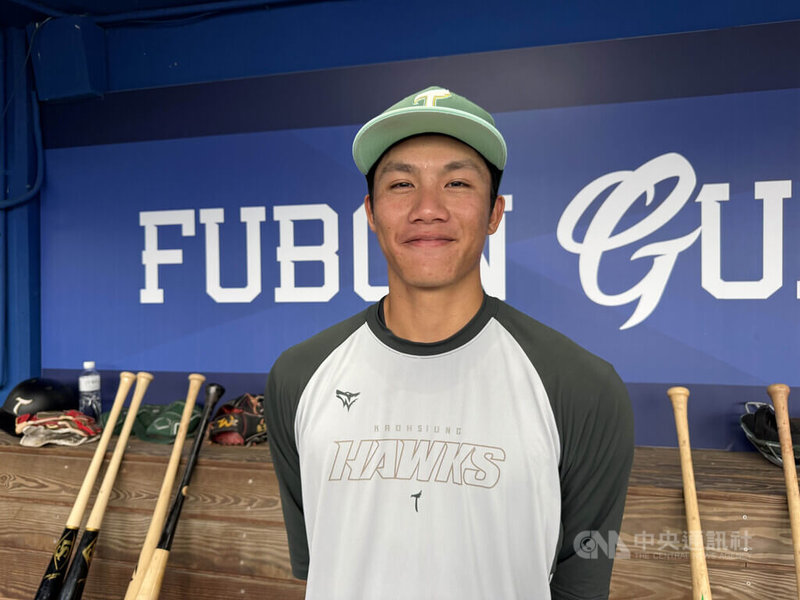 中華職棒台鋼雄鷹內野手朱盟（圖）28日升上一軍，朱盟目前是二軍盜壘王，坦言目前興奮情緒大過緊張。中央社記者謝靜雯攝　115年4月28日