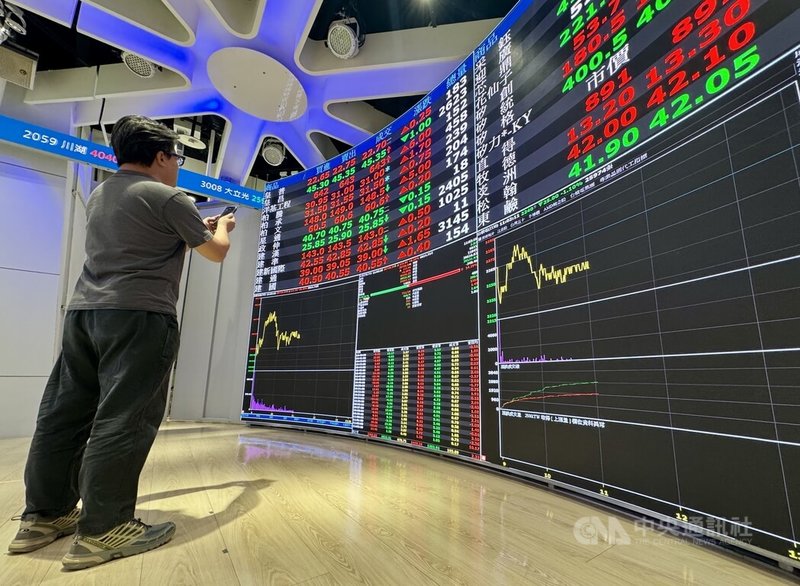 台北股市28日隨著聯發科與台達電等權值股創新高，加權指數觸及40101.23點，隨後賣壓湧現，盤中4萬點得而復失。中央社記者張皓安攝　115年4月28日