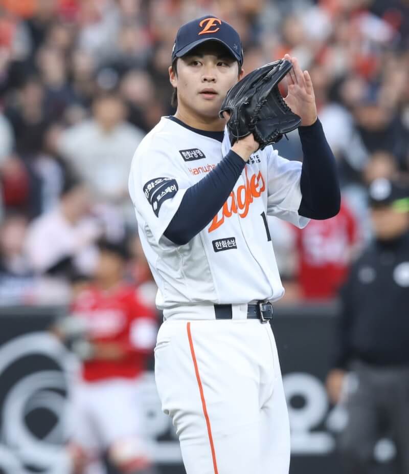 韓職韓華鷹隊左投王彥程28日先發對SSG登陸者隊，投5.1局失2分，最終無關勝敗。（圖取自instagram.com/hanwhaeagles_soori/）