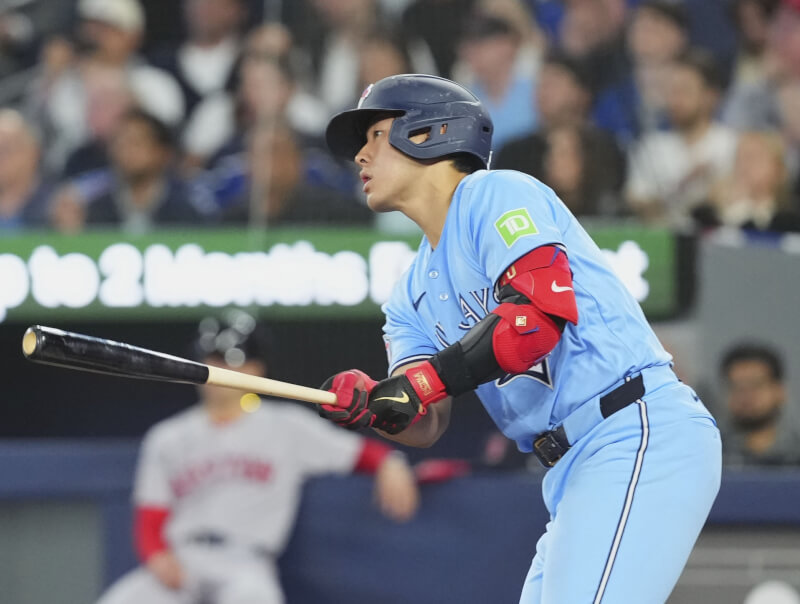 MLB多倫多藍鳥隊日籍選手岡本和真。（共同社）
