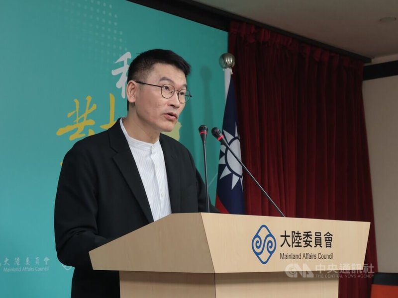 大陸委員會（陸委會）7日下午召開例行記者會，由副主委兼發言人梁文傑主持。中央社記者李雅雯攝　115年5月7日