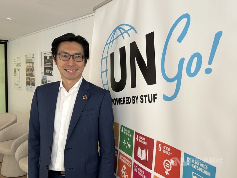世台聯合基金會亞太中心理事長林敬倫出席2026聯合國科技創新永續發展論壇系列會議，期間在世台會紐約總部接受中央社訪問。中央社記者廖漢原紐約攝　115年5月8日