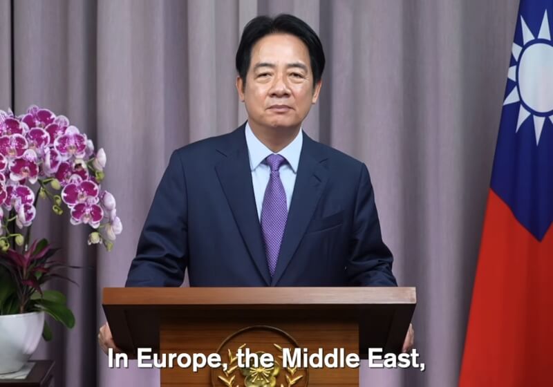 總統賴清德12日以錄影方式於第9屆「哥本哈根民主高峰會」發表演說。（圖取自總統府YouTube網頁youtube.com）