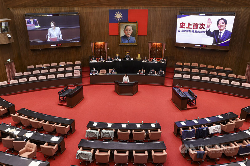 立法院全院委員會13日審查總統賴清德彈劾案，賴總統未列席，國民黨、民眾黨立委按照登記順序發言。中央社記者鄭清元攝　115年5月13日