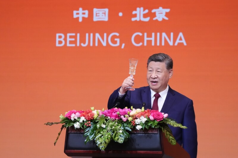 中國國家主席習近平（圖）14日晚上在北京人民大會堂舉行宴會歡迎美國總統川普。（美聯社）