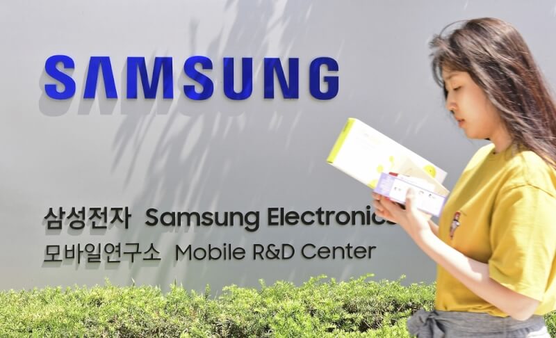 圖為韓國三星電子企業標誌。（共同社）