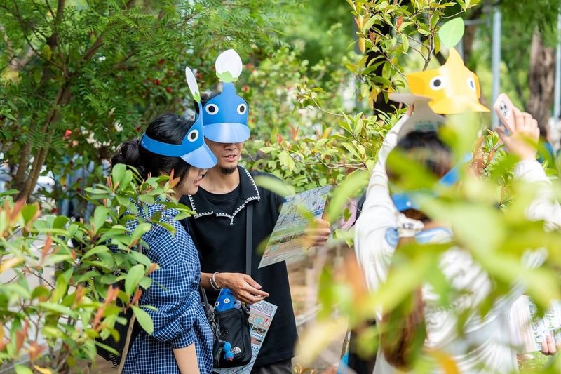 嘉義市府今年5月與Pikmin Bloom跨界合作，首波結合嘉義藝術節，近日正逢阿勃勒花季到來，嘉義市府串聯8處特殊地點，規劃城市散步提案，歡迎民眾走訪，賞花又種花。（嘉義市政府提供）　中央社記者姜宜菁傳真　115年5月17日