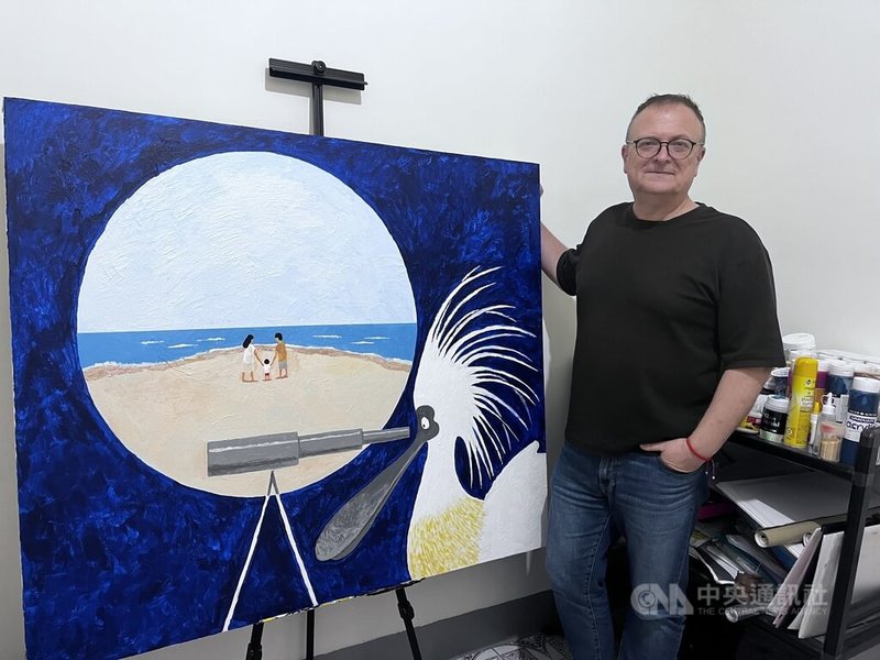 捷克插畫家湯瑪士．瑞杰可（Tomáš Řízek）經常以源自歐洲中世紀的蛋彩畫技法創作。圖片攝於113年1月26日。中央社記者劉郁葶台北攝　115年5月18日