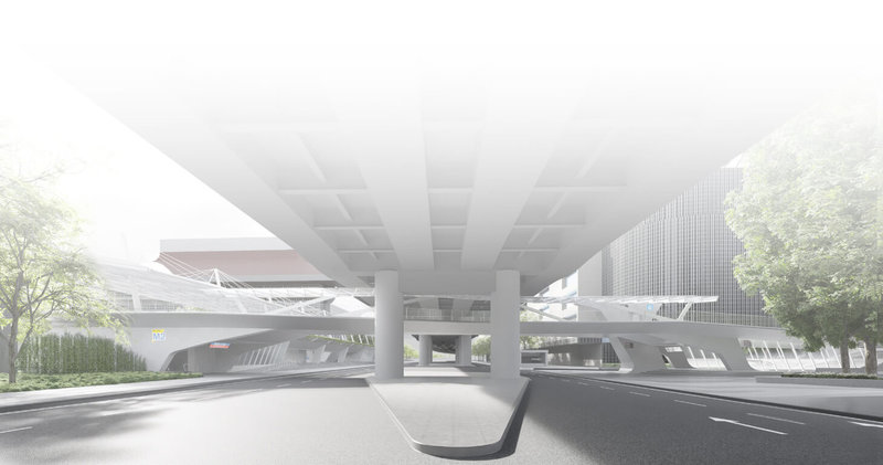 台北捷運公司20日發布，跨市民大道串聯線形公園立體空廊工程追加預算已於13日獲議會通過，目前正辦理重行招標程序，預計5月底公告招標、年底前開工，並在民國118年底前完工。圖為模擬示意圖。（台北捷運公司提供）中央社記者楊淑閔傳真　115年5月20日