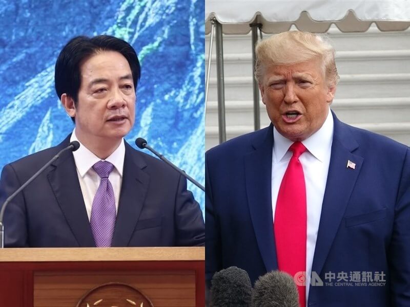 彭博報導，美國總統川普（右）20日表示，他會與台灣總統賴清德（左）談話。（中央社檔案照片）