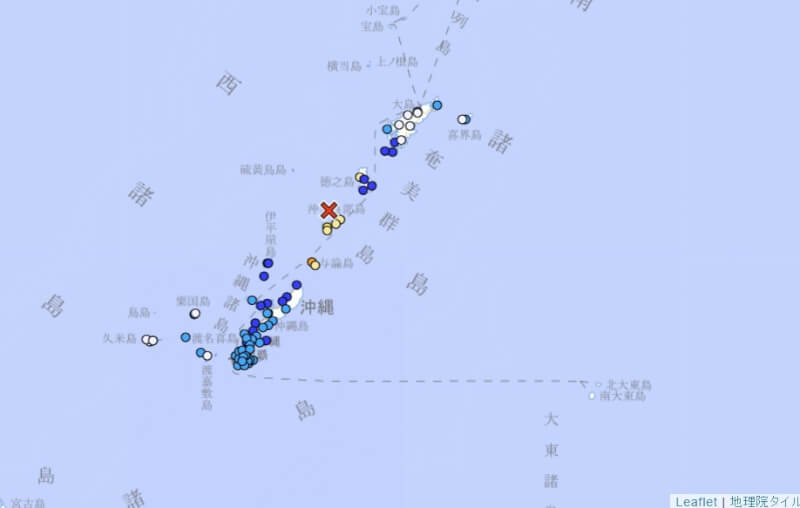 日本鹿兒島縣奄美地區20日上午發生規模5.9地震。（圖取自日本氣象廳網頁www.data.jma.go.jp）