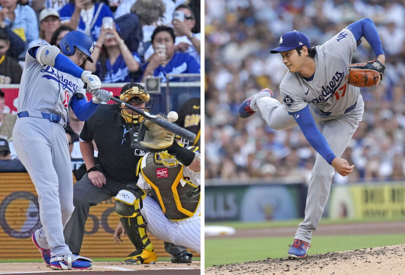 美國職棒大聯盟MLB洛杉磯道奇日籍球星大谷翔平，20日再度完整發揮他二刀流身手，在投打兩端皆交出亮眼表現。（共同社）