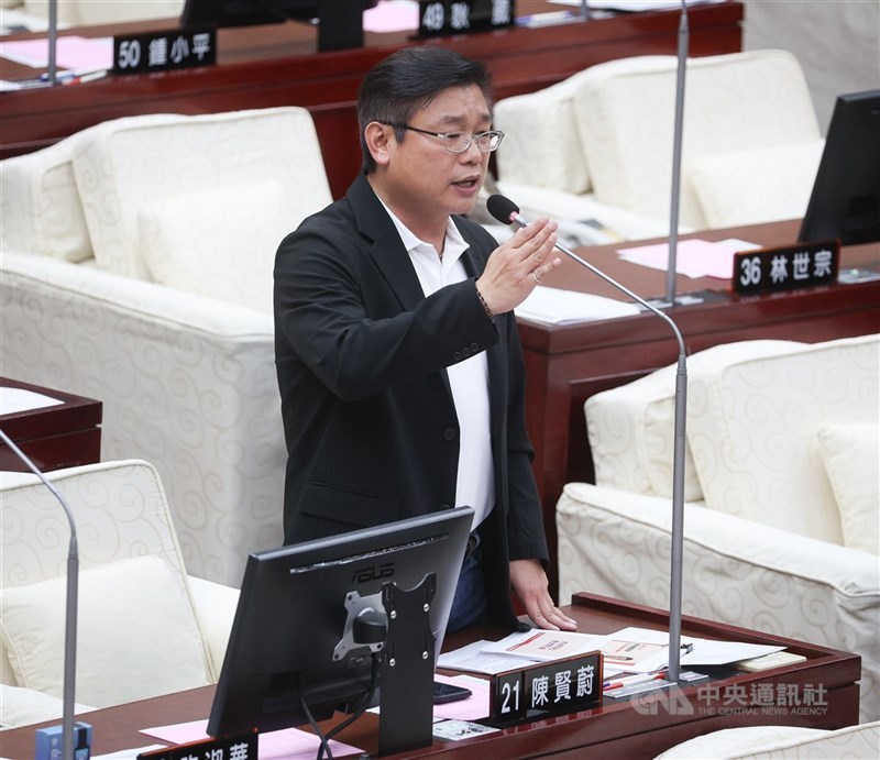 圖為民進黨籍市議員陳賢蔚。（中央社檔案照片）