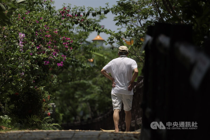 各地25日天氣高溫炎熱，台北市內湖區民眾於步道散步。中央社記者翁睿坤攝　115年5月25日