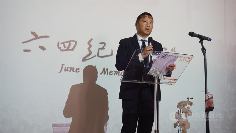 1989年六四天安門事件期間的學生運動領袖王丹。（中央社檔案照片）