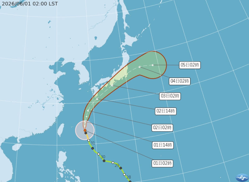 颱風薔蜜路徑潛勢預報。(圖取自氣象署網頁cwa.gov.tw)