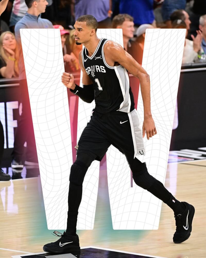 身高224公分的美國職籃NBA新星溫班亞馬，將站上生涯首次的總冠軍賽舞台。（圖取自x.com/spurs）