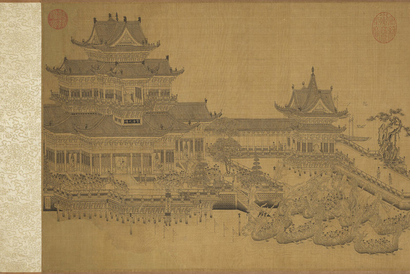 端午節即將到來，國立故宮博物院北部院區現正展出元代畫家王振鵬的「寶津競渡圖」（圖），呈現龍舟競渡場景。（故宮提供）中央社記者王寶兒傳真　115年6月9日