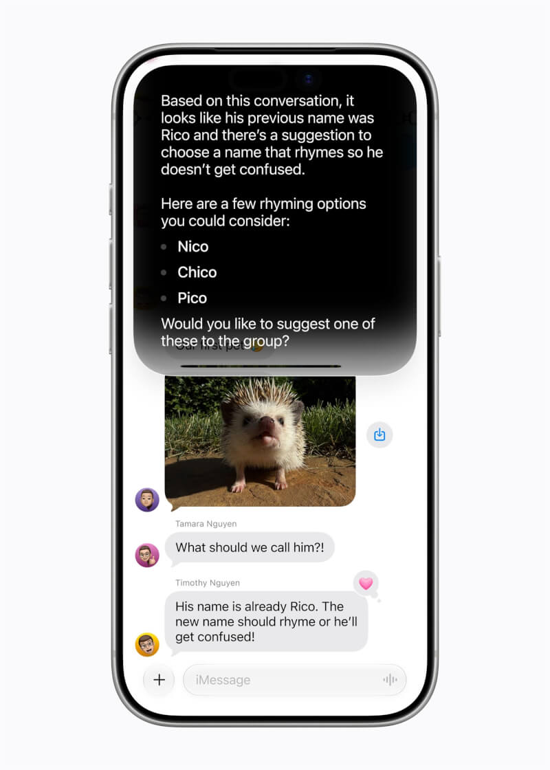 蘋果公司9日在WWDC全球開發者大會上發表升級版語音助理Siri AI,可根據使用者螢幕上的內容回答問題,運用個人情況理解能力在App之間搜尋資訊,也能從網路取得最新資訊,並產生實用的回答。(蘋果提供)中央社記者吳家豪傳真 115年6月9日