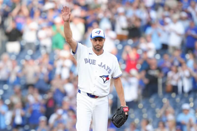 美國職棒大聯盟MLB多倫多藍鳥強投薛哲。（Chris Young/The Canadian Press via 美聯社）