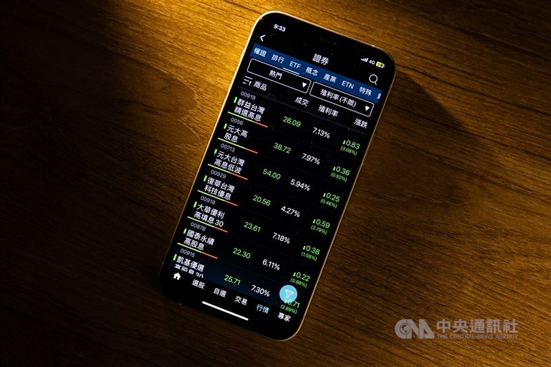 金管會表示，現行期貨商經營證券交易輔助業務者可接受客戶委託下單有價證券範圍僅上市櫃股票、興櫃股票等，將開放下單範圍擴大到ETF、指數投資證券（ETN）等。（中央社檔案照片）