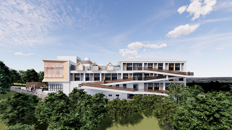彰化縣政府於彰化縣流浪狗中途之家原址重建動物保護教育園區，規劃新建地上4層建築物，設置動物收容、醫療、訓練、美容、生命教育教室及民眾休憩空間，可收容550隻犬貓，預計117年完工。圖為彰化縣動物保護教育園區模擬圖。（彰化縣政府提供）中央社記者鄭維真傳真　115年6月12日