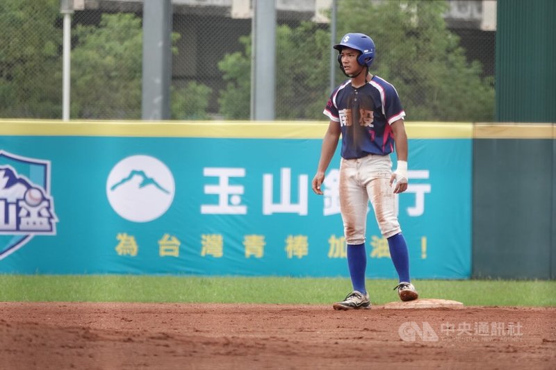115年玉山盃青棒賽南投縣隊13日敗部與台北市交手，全智賢（圖）2安1打點1盜壘，助隊以3比0搶勝、保住晉級生機。中央社記者謝靜雯攝  115年6月13日
