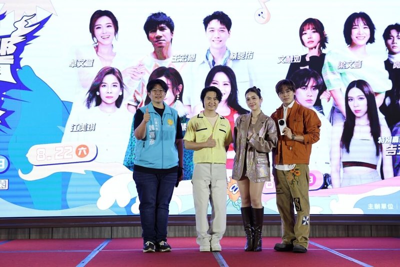 「2026山海迴響．花蓮聲浪」演唱會將於8月22日、23日在花蓮市中山公園登場，市公所15日舉行宣傳記者會，市長魏嘉彥（左1）與樂團告五人共同揭曉卡司陣容。（花蓮市公所提供）中央社記者李先鳳傳真　115年6月15日