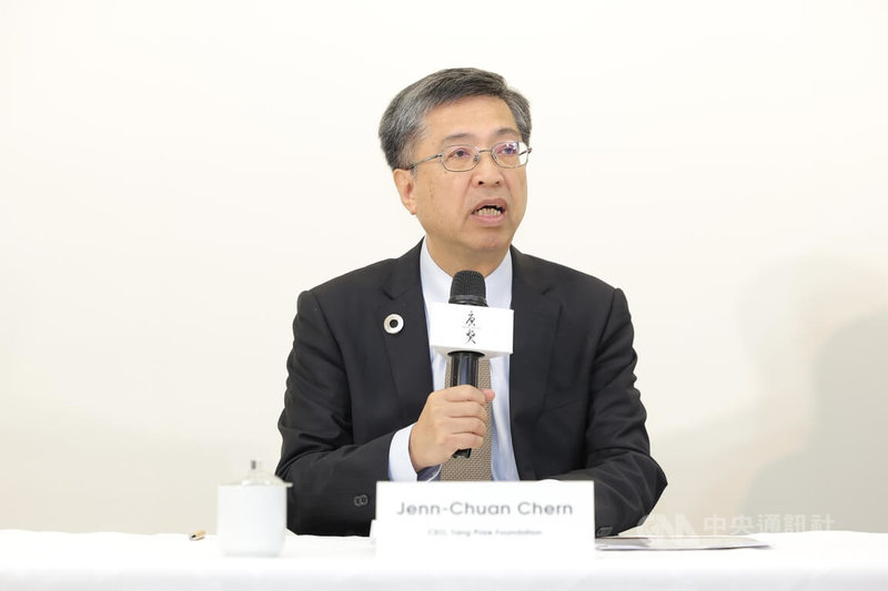 唐獎教育基金會15日舉行第7屆永續發展獎得獎人公布記者會,唐獎教育基金會執行長陳振川(圖)致詞介紹唐獎設立的目的。中央社記者翁睿坤攝 115年6月15日