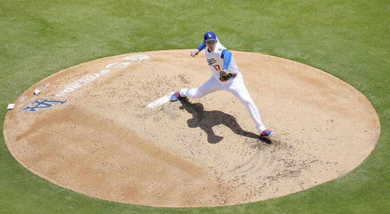 MLB洛杉磯道奇隊球星大谷翔平17日登板先發。(共同社)