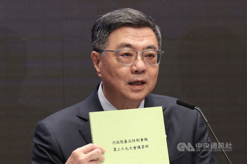 「中央毒防作為說明記者會」18日下午在行政院舉行，行政院長卓榮泰（圖）出席，說明院會討論的毒品防制相關政策。中央社記者吳家昇攝　115年6月18日
