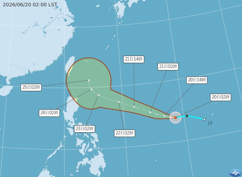 颱風米克拉路徑潛勢預報。（圖取自氣象署網頁cwa.gov.tw）