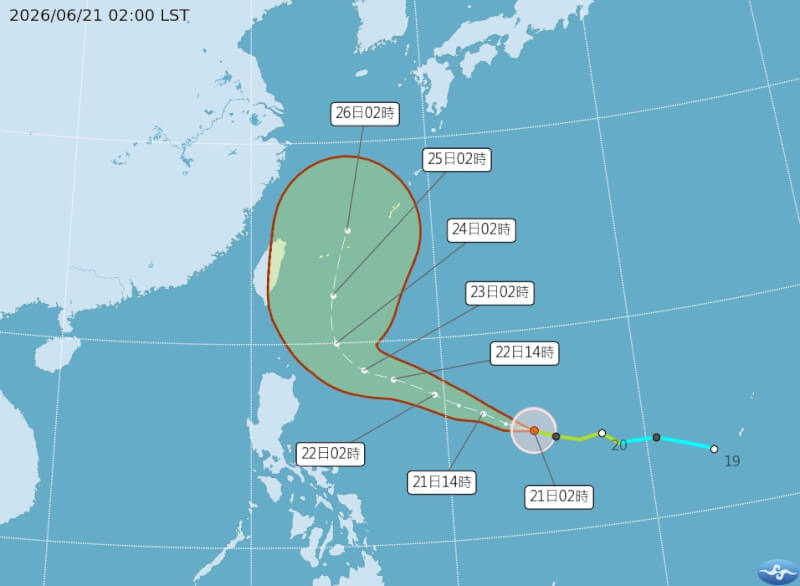 颱風米克拉路徑潛勢預報。(圖取自氣象署網頁cwa.gov.tw)