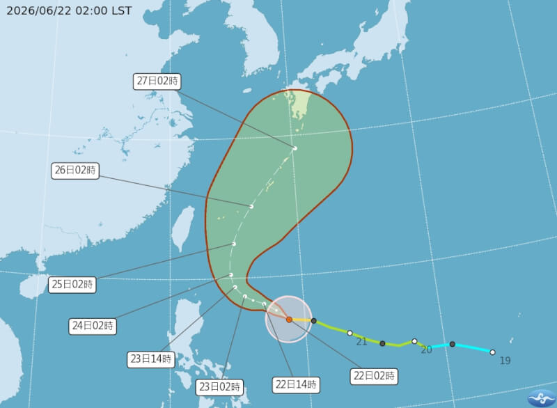 颱風米克拉路徑潛勢預報。（圖取自氣象署網頁cwa.gov.tw）
