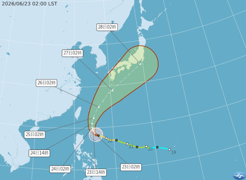 颱風米克拉路徑潛勢預報。（圖取自氣象署網頁cwa.gov.tw）