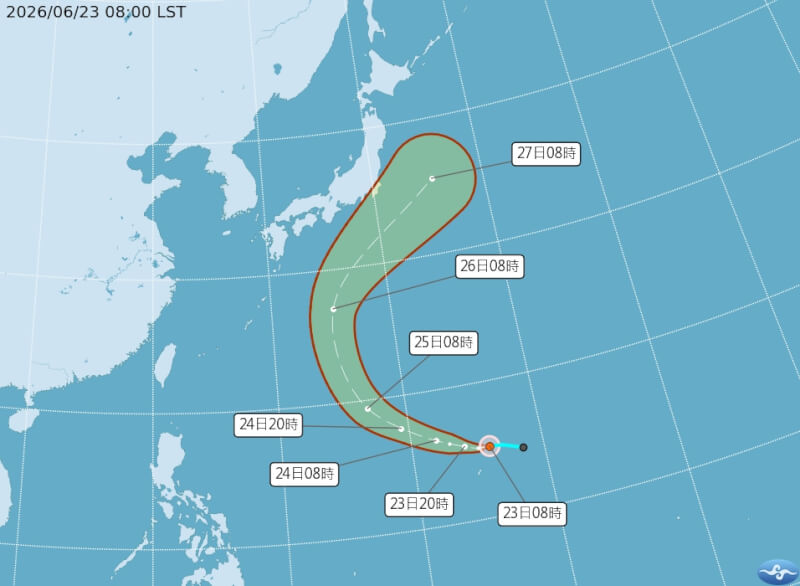 颱風無花果路徑潛勢預報。（圖取自氣象署網頁cwa.gov.tw）