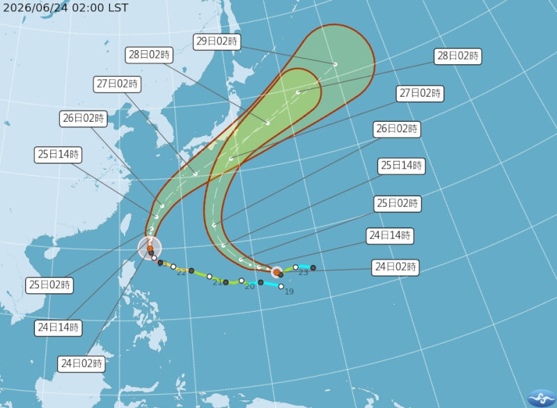 颱風米克拉、無花果路徑潛勢預報。（圖取自氣象署網頁cwa.gov.tw）