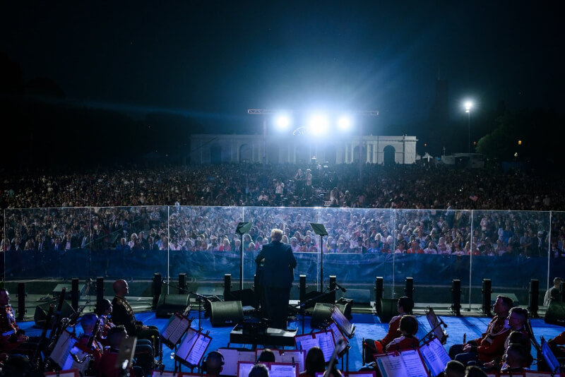 美國總統川普24日在美國建國250週年慶祝活動上發表演說。（圖取自x.com/WhiteHouse）
