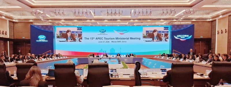 2026亞太經濟合作會議（APEC）第13屆觀光部長會議日前在澳門召開，交通部觀光署長陳玉秀代表台灣參加，會中向國際介紹「智慧包容性旅遊」政策。（觀光署提供）中央社記者余曉涵傳真　115年6月29日