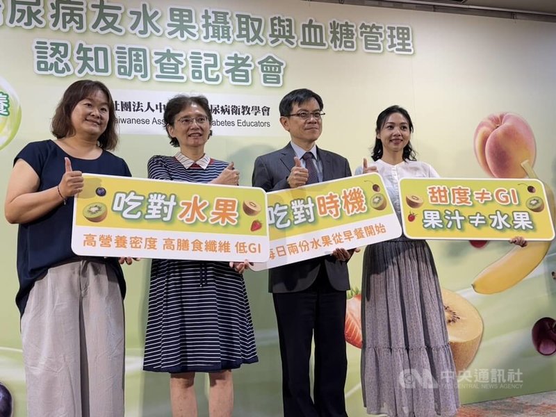 中華民國糖尿病衛教學會1日公布最新糖尿病友及親友 水果及蔬菜攝取認知調查,發現10年來仍有逾7成糖友陷入水果「甜=高GI」迷思,專家提醒,糖尿病飲食管理不應建立在恐懼之上,而是建立正確觀念。中央社記者沈佩瑤攝 115年7月1日