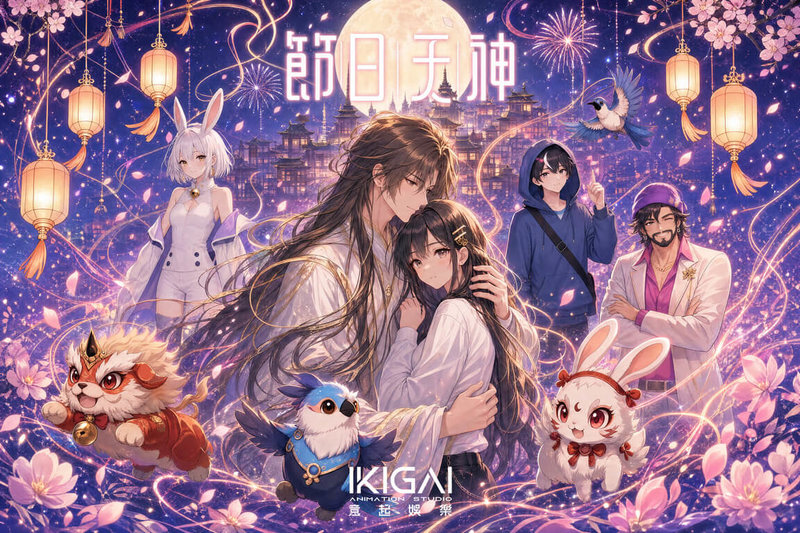 紅杉娛樂3日宣布,推出專注製作動畫IP的新品牌「意起娛樂」,其中新作品「節日天神」展現浪漫奇幻風格,也將從推出公仔、小說等方式擴大故事。(意起娛樂提供)中央社記者王心妤傳真 115年7月3日