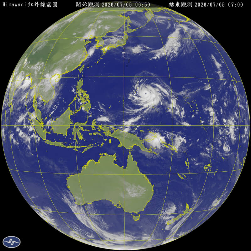 圖為5日上午7時衛星雲圖。（圖取自氣象署網頁cwa.gov.tw）